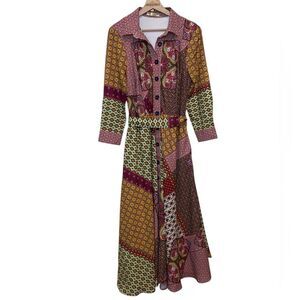 WAYWARD FRANCIES eShakti Floral Paisley Button Down Long Sleeve Maxi Dress